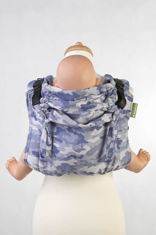 Lenny Buckle Onbuhimo baby carrier, standard size, jacquard weave (100% cotton) - BLUE CAMO #babywearing