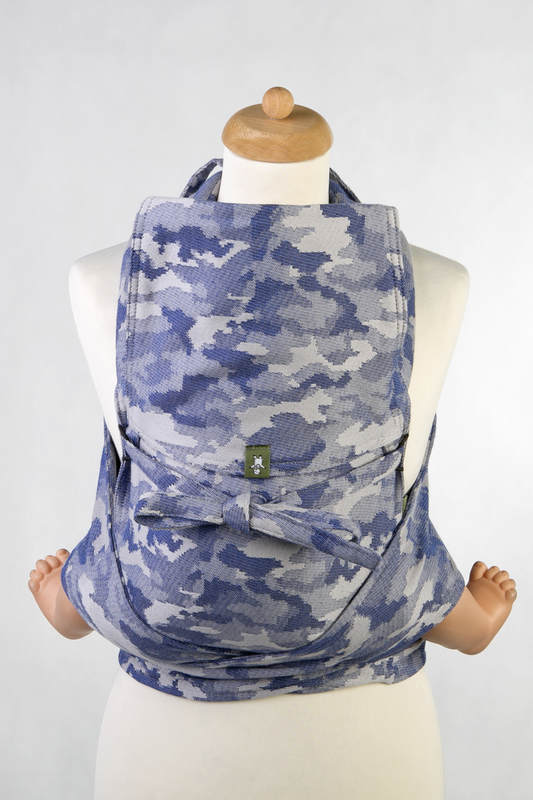Mei Tai carrier Mini with hood/ jacquard twill / 100% cotton / BLUE CAMO #babywearing