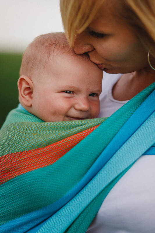 Baby Wrap, Herringbone Weave (100% cotton) - LITTLE HERRINGBONE SUNFLOWER - size M #babywearing