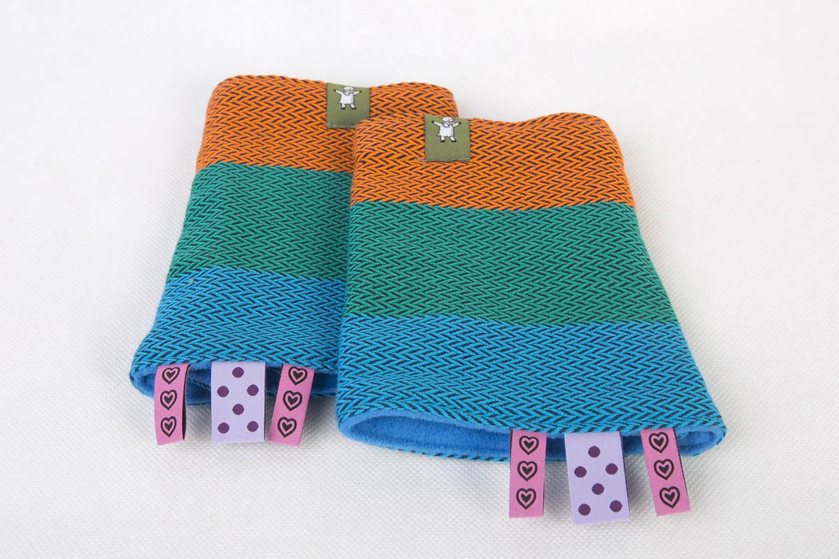 Drool Pads & Reach Straps Set, (60% cotton, 40% polyester) - LITTLE HERRINGBONE LANTANA  #babywearing