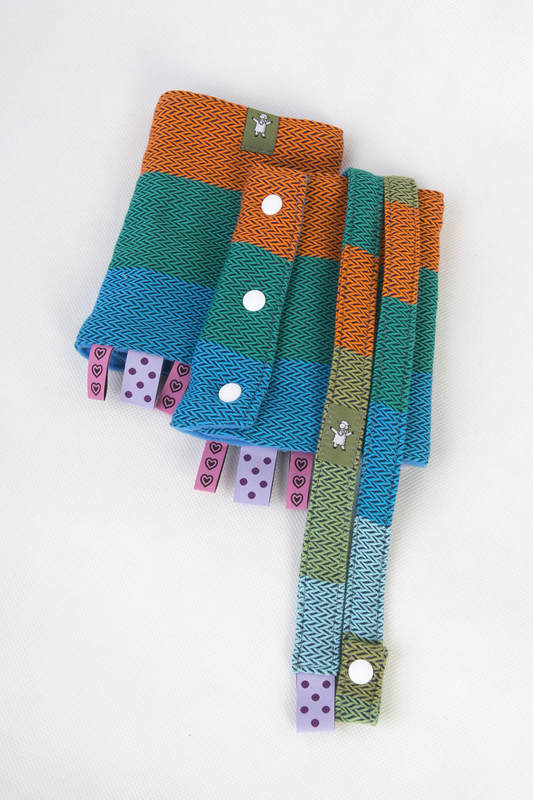Drool Pads & Reach Straps Set, (60% cotton, 40% polyester) - LITTLE HERRINGBONE LANTANA  (grade B) #babywearing
