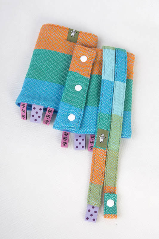 Drool Pads & Reach Straps Set, (60% cotton, 40% polyester) - LITTLE HERRINGBONE SUNFLOWER (grade B) #babywearing