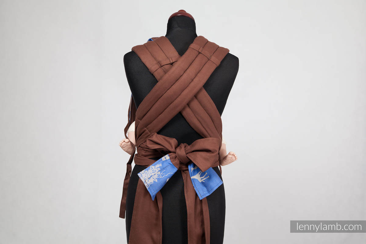 MEI-TAI carrier Toddler, broken-twill weave/jacquard - 100% cotton - with hood,Chestnut with Safari Blue&Beige #babywearing