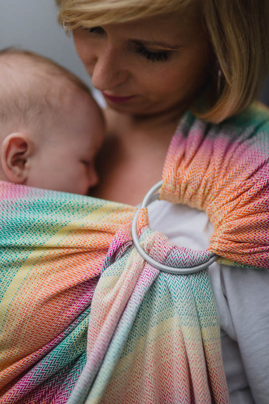 RingSling, Jacquardwebung (100% Baumwolle), mit Raffung an den Ringen - LITTLE HERRINGBONE LANTANA - standard 1.8m #babywearing