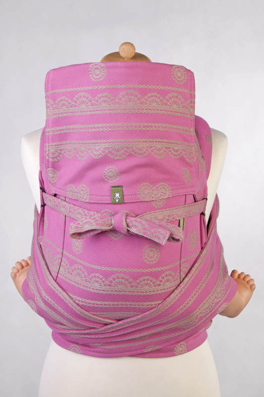 Nosidełko dla dzieci MEI-TAI TODDLER, bawełna, splot żakardowy, z kapturkiem, CUKIERKOWA KORONKA #babywearing