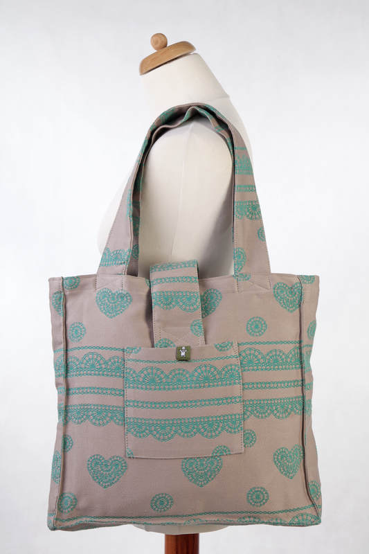 Shoulder bag made of wrap fabric (100% cotton) - PISTACHIO LACE, Reverse - standard size 37cmx37cm (grade B) #babywearing