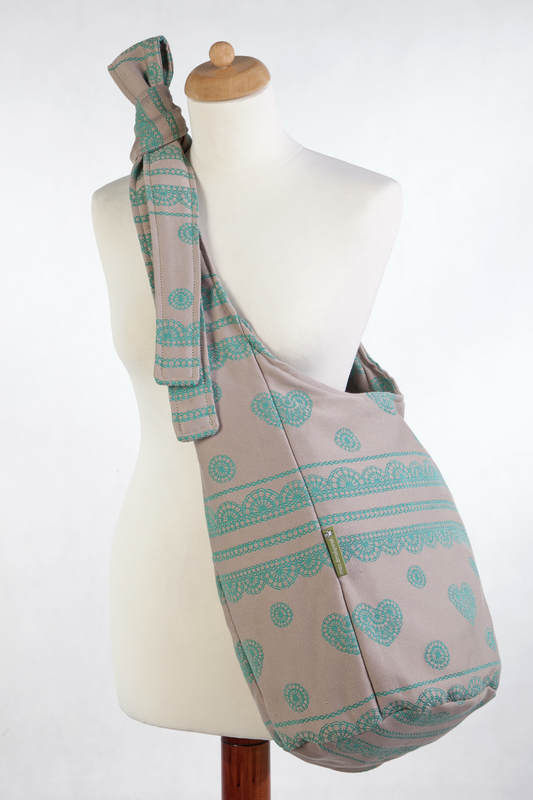 Hobo Bag made of woven fabric, 100% cotton - PISTACHIO LACE, Reverse (grade B) #babywearing