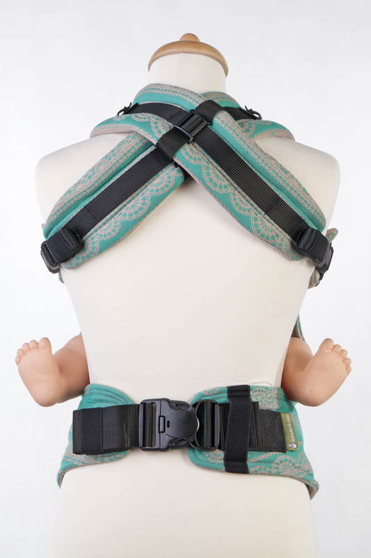 Ergonomic Carrier, Toddler Size, jacquard weave 100% cotton - PISTACHIO LACE, Second Generation #babywearing