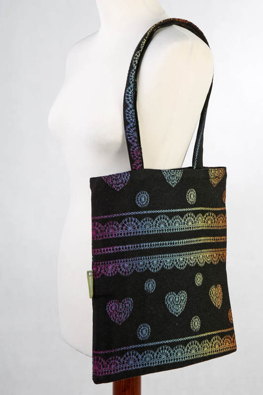 Einkaufstasche, hergestellt aus gewebtem Stoff (100% Baumwolle) - RAINBOW LACE DARK REVERS #babywearing