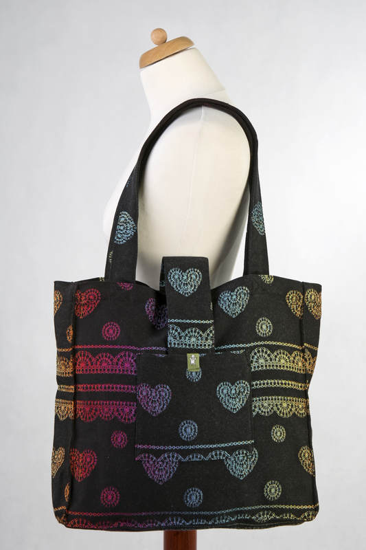Shoulder bag made of wrap fabric (100% cotton) - RAINBOW LACE DARK REVERSE - standard size 37cmx37cm #babywearing