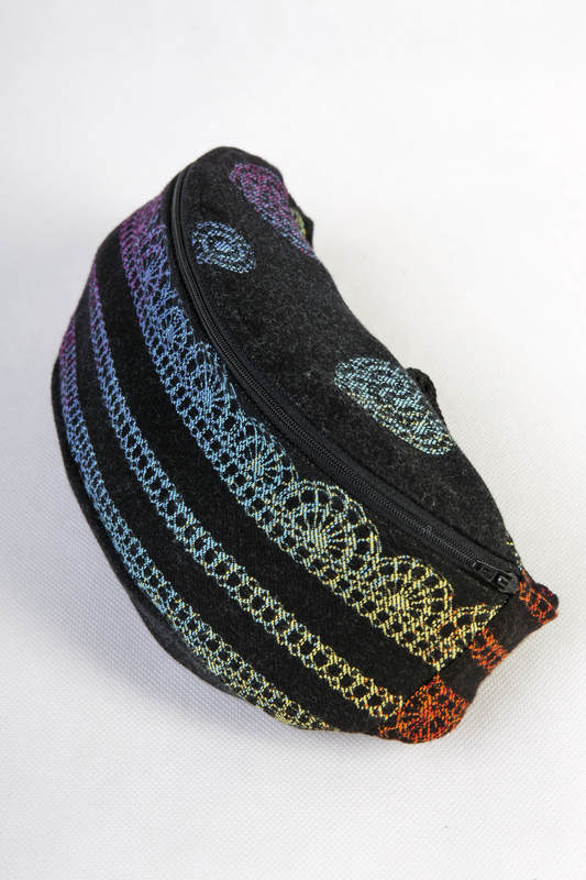 Riñonera hecha de tejido de fular (100% algodón) - RAINBOW LACE DARK REVERSE  #babywearing