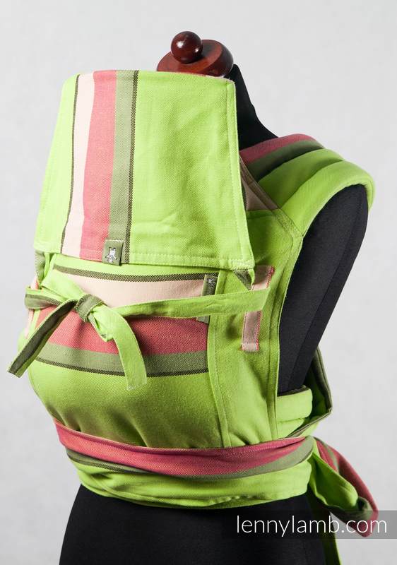 MEI-TAI carrier Toddler, broken-twill weave - 100% cotton - with hood, Lime & Pistachio #babywearing
