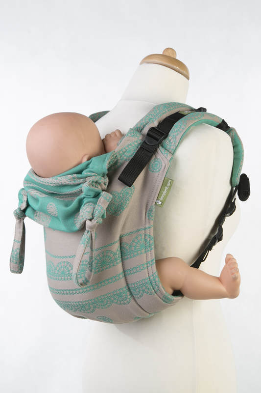 Lenny Buckle Onbuhimo baby carrier, standard size, jacquard weave (100% cotton) - PISTACHIO LACE Reverse (grade B) #babywearing