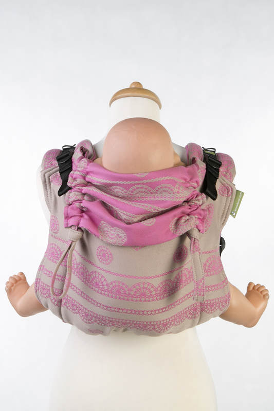 Lenny Buckle Onbuhimo baby carrier, standard size, jacquard weave (100% cotton) - CANDY LACE Reverse #babywearing