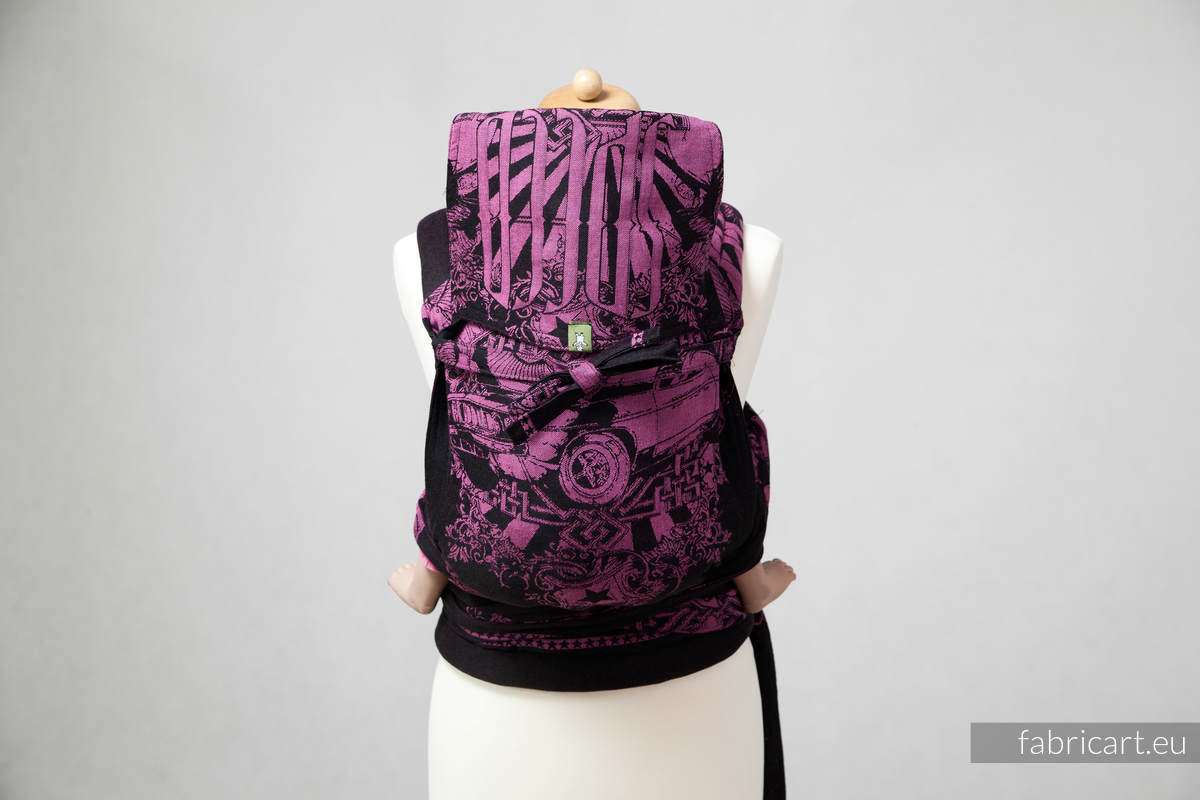 Mei Tai carrier Toddler with hood/ jacquard twill / 100% cotton /  Speed Black & Purple #babywearing
