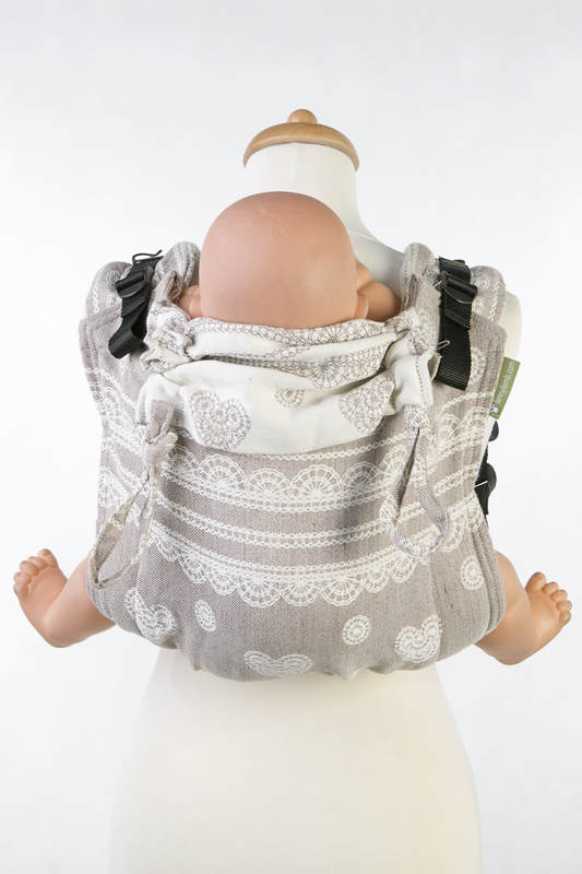 Lenny Buckle Onbuhimo baby carrier, standard size, jacquard weave (60% cotton 28% linen 12% tussah silk) - PORCELAIN LACE #babywearing