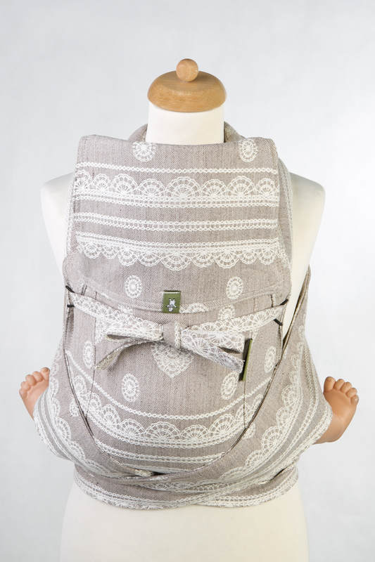 MEI-TAI carrier Toddler, jacquard weave - 60% cotton 28% linen 12% tussah silk - with hood, PORCELAIN LACE #babywearing