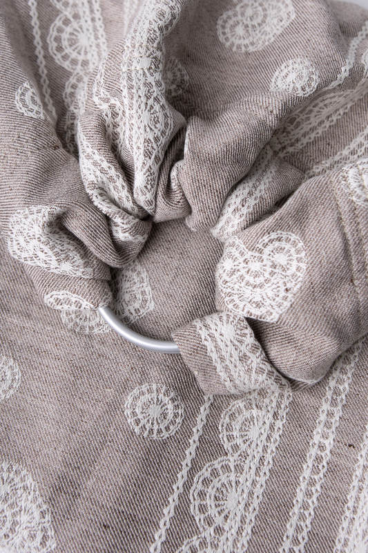 Ringsling, Jacquard Weave, with gathered shoulder(60% cotton 28% linen 12% tussah silk) - PORCELAIN LACE - long 2.1m #babywearing