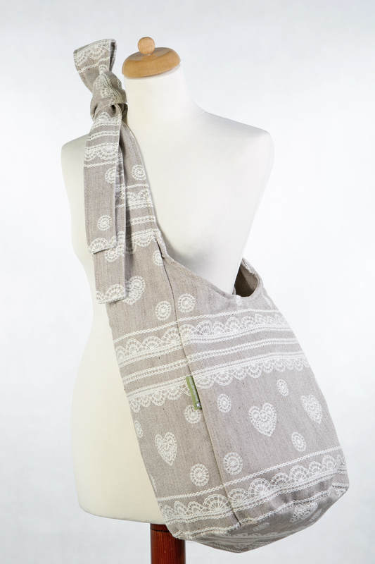 Hobo Bag made of woven fabric, 60% cotton, 28% linen 12% tussah silk- PORCELAIN LACE #babywearing