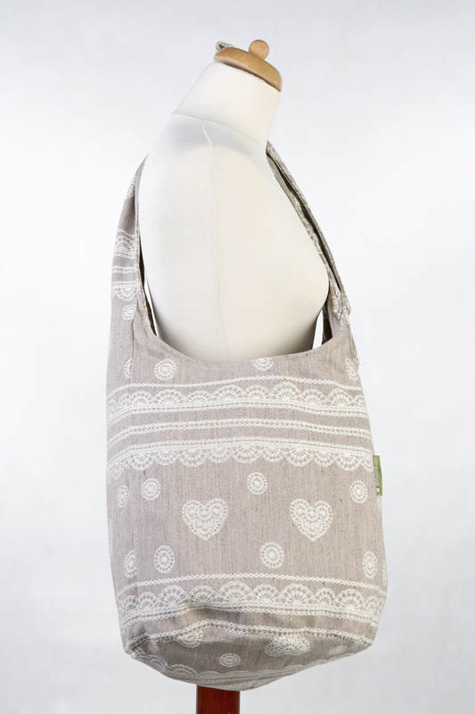 Hobo Bag made of woven fabric, 60% cotton, 28% linen 12% tussah silk- PORCELAIN LACE #babywearing