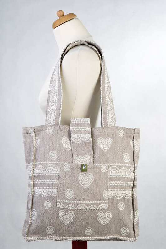 Shoulder bag made of wrap fabric (60% cotton, 28% linen 12% tussah silk) - PORCELAIN LACE - standard size 37cmx37cm #babywearing