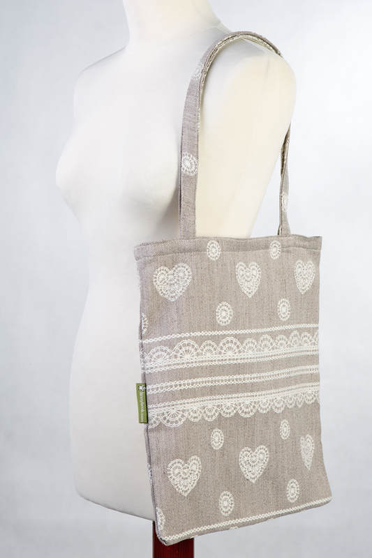 Shopping bag made of wrap fabric (60% cotton, 28% linen 12% tussah silk) - PORCELAIN LACE  #babywearing