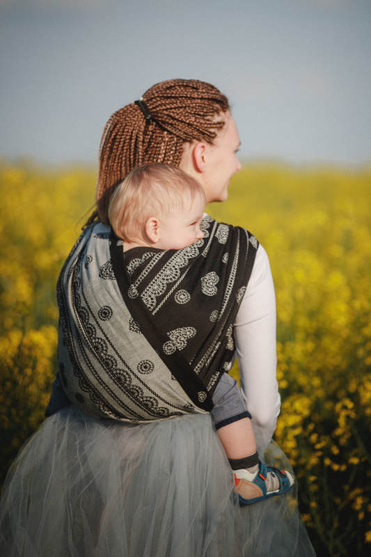 Baby Wrap, Jacquard Weave (60% cotton, 40% linen) - GLAMOROUS LINEN LACE - size S #babywearing