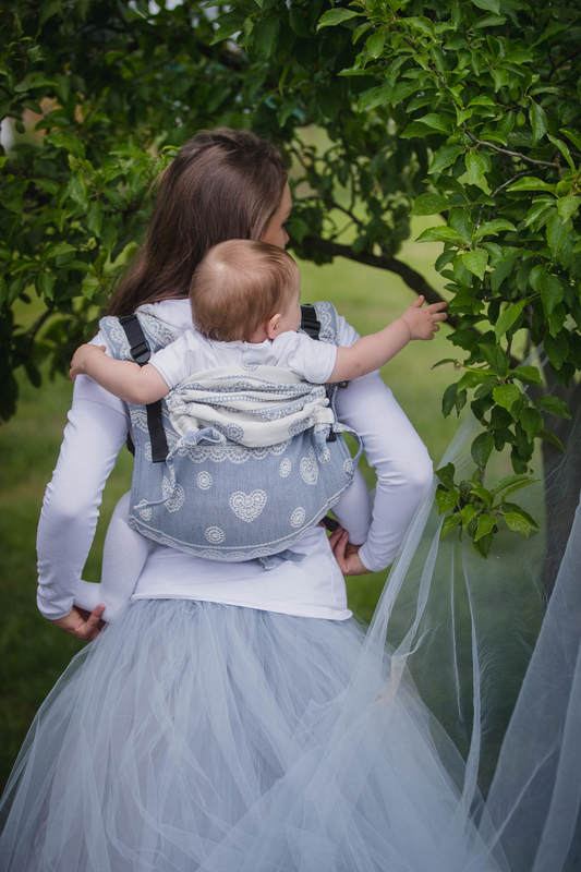 Lenny Buckle Onbuhimo baby carrier, standard size, jacquard weave (60% cotton 28% linen 12% tussah silk) - ROYAL LACE #babywearing