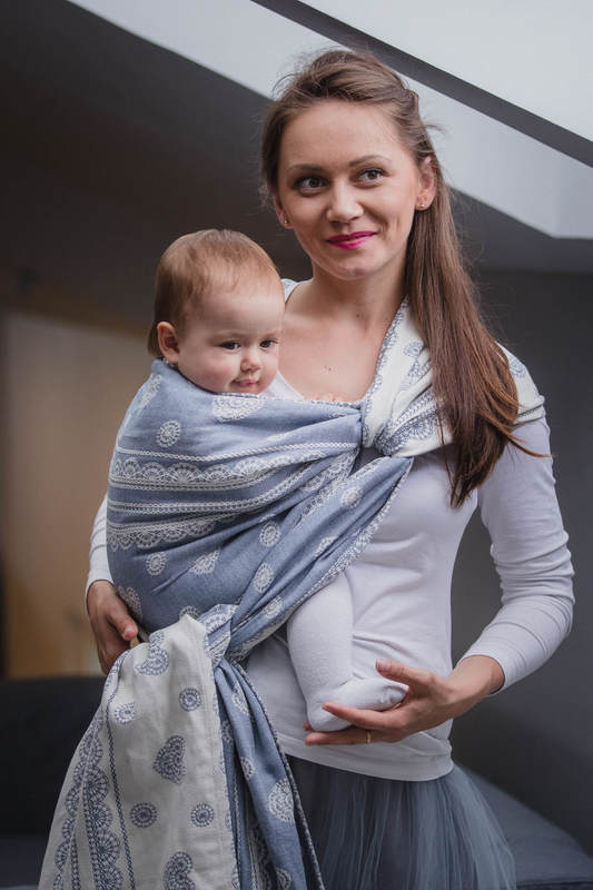 Baby Wrap, Jacquard Weave (60% cotton 28% linen 12% tussah silk) - ROYAL LACE - size L #babywearing