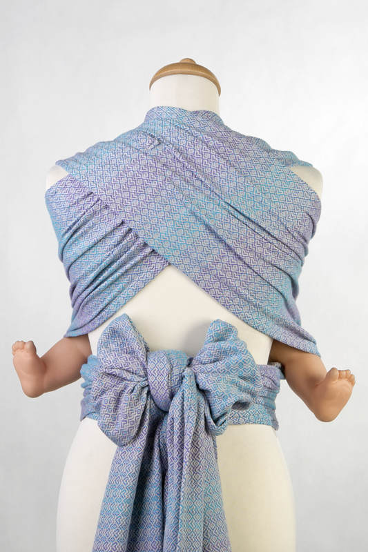 Nosidełko dla dzieci WRAP-TAI MINI, 100% bawełna, splot żakardowy, z kapturkiem, LITTLE LOVE - ZEFIR #babywearing