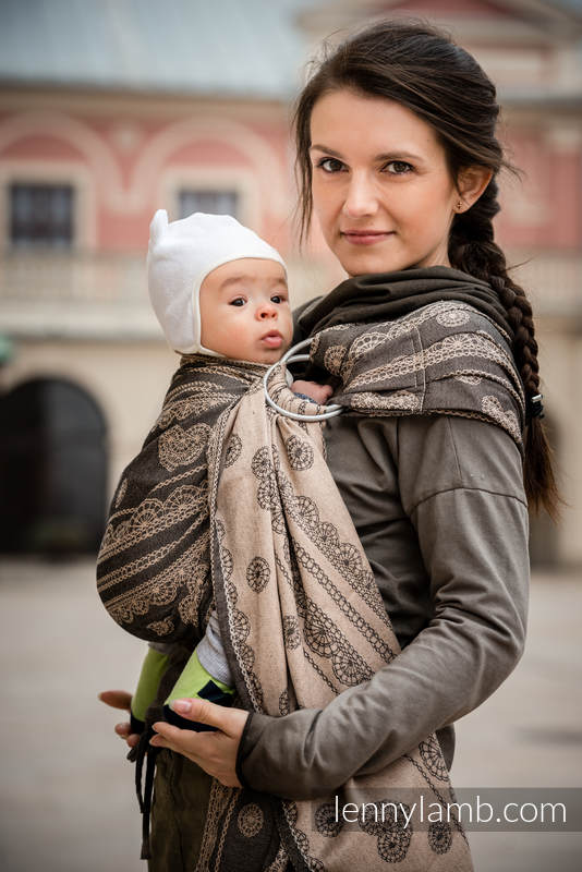 Żakardowa chusta kółkowa do noszenia dzieci, 60% bawełna, 40% bambus - Koronka Arabica - long 2.1m #babywearing