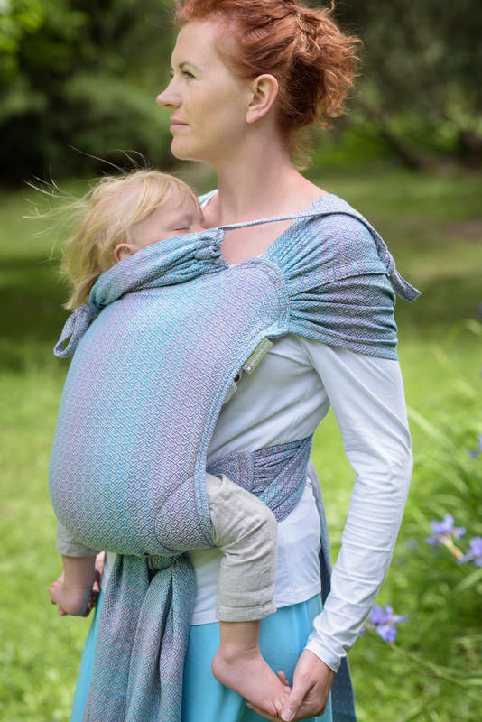 Nosidełko dla dzieci WRAP-TAI MINI, 100% bawełna, splot żakardowy, z kapturkiem, LITTLE LOVE - ZEFIR #babywearing