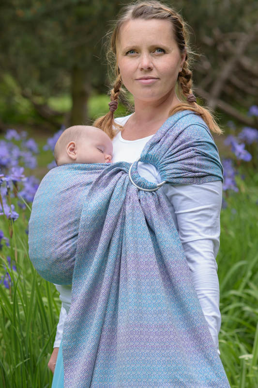 Żakardowa chusta kółkowa do noszenia dzieci, bawełna, ramię bez zakładek - LITTLE LOVE - ZEFIR - long 2.1m #babywearing