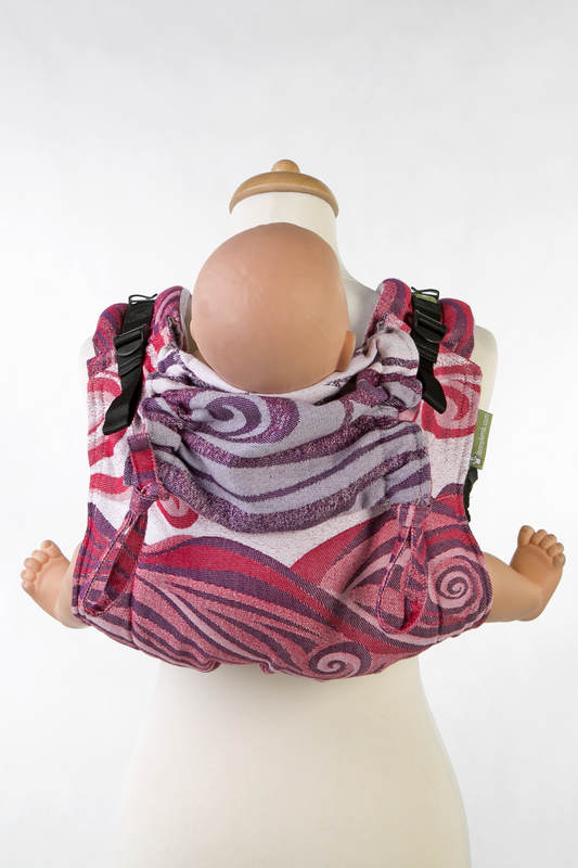 Lenny Buckle Onbuhimo baby carrier, standard size, jacquard weave (100% cotton) - MAROON WAVES #babywearing