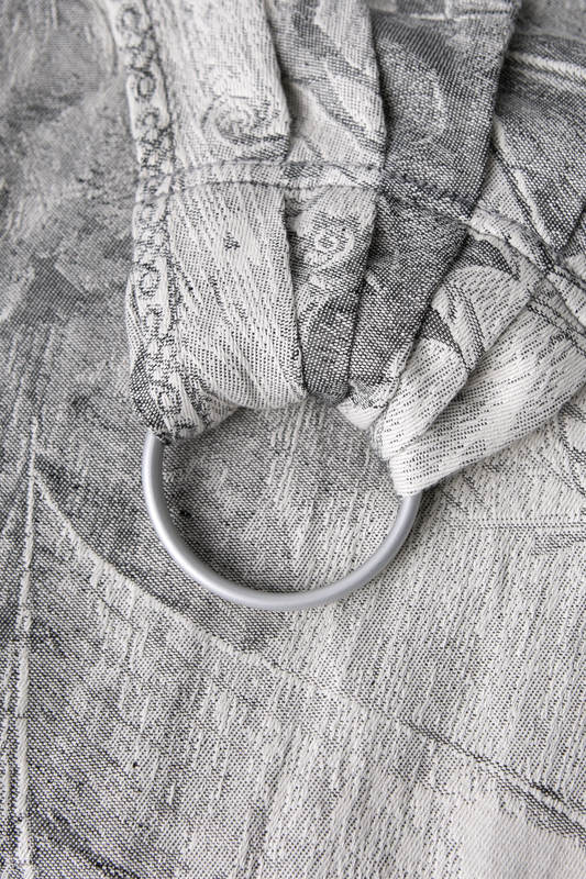 Bandolera de anillas, tejido Jacquard (100% algodón) - LINEN GALLEONS NEGRO & CREMA - long 2.1m #babywearing