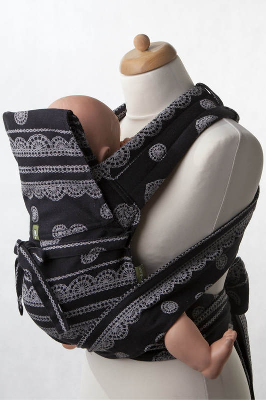 MEI-TAI carrier Mini, jacquard weave - 60% cotton 40% linen - with hood, GLAMOROUS LINEN LACE #babywearing