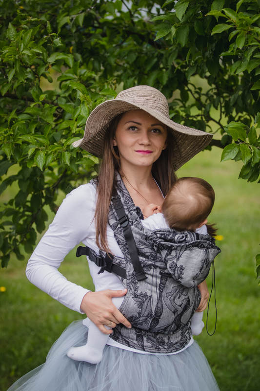 Ergonomic Carrier, Toddler Size, jacquard weave 100% cotton - wrap conversion TIME (without skull) - Second Generation #babywearing