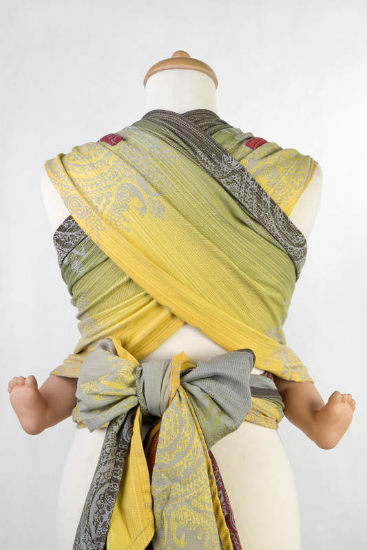 Nosidełko dla dzieci WRAP-TAI MINI, bawełna, splot żakardowy, z kapturkiem, KRÓLEWSKI PAW INDYJSKI #babywearing