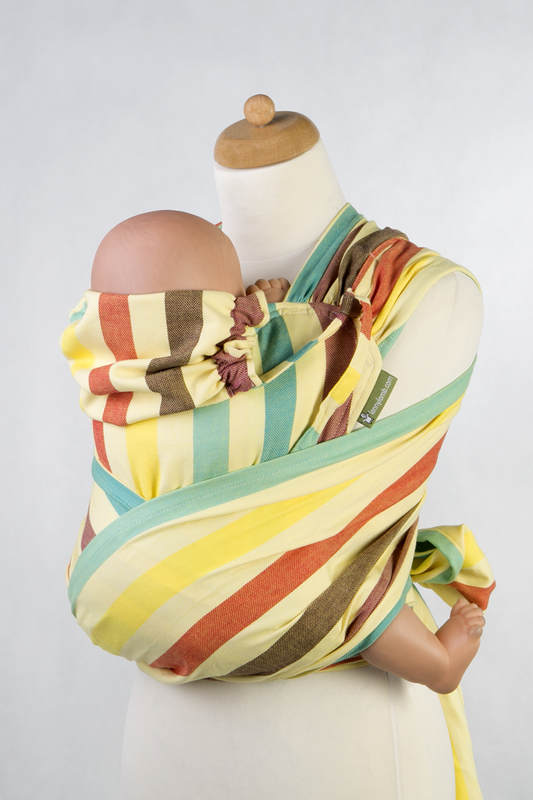 Nosidełko dla dzieci WRAP-TAI MINI, 100 % bawełna skośno-krzyżowa, z kapturkiem, SŁONECZNY UŚMIECH #babywearing