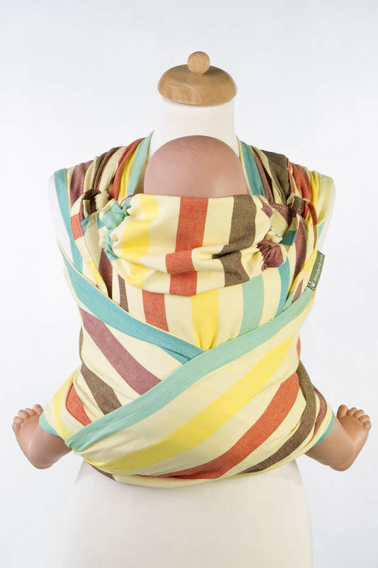 Nosidełko dla dzieci WRAP-TAI MINI, 100 % bawełna skośno-krzyżowa, z kapturkiem, SŁONECZNY UŚMIECH #babywearing