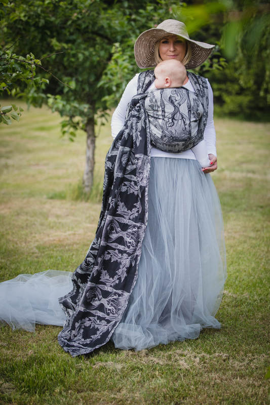 Baby Wrap, Jacquard Weave (60% cotton, 40% linen) - LINEN TIME (without skull) - size XL #babywearing