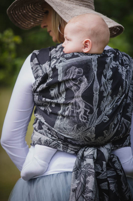 Baby Wrap, Jacquard Weave (60% cotton, 40% linen) - LINEN TIME (without skull) - size XS #babywearing