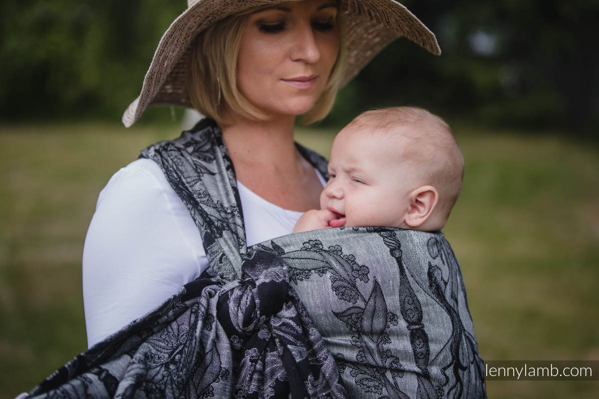 Żakardowa chusta do noszenia dzieci, 60% bawełna, 40% len - CZAS LNIANY (bez czaszki)  - rozmiar XL #babywearing