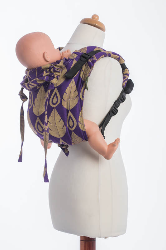 Lenny Buckle Onbuhimo baby carrier, standard size, jacquard weave (100% cotton) - NORTHERN LEAVES PURPLE & YELLOW #babywearing