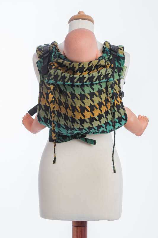 Nosidło Klamrowe ONBUHIMO z tkaniny żakardowej (100% bawełna), rozmiar Standard - PEPITKA ZIELONY z ŻÓŁTYM #babywearing