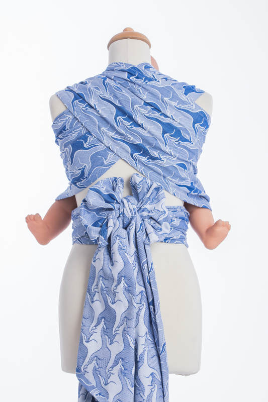 Nosidełko dla dzieci WRAP-TAI MINI, 100% bawełna, splot żakardowy, z kapturkiem, NIEBIESKI KANGUR #babywearing
