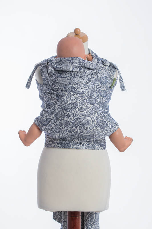 WRAP-TAI Tragehilfe Mini mit Kapuze/ Jacquardwebung / 100% Baumwolle / PAISLEY DUNKELBLAU & CREME #babywearing