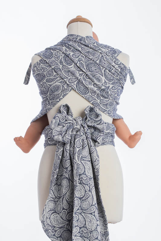 WRAP-TAI portabebé Toddler con capucha/ jacquard sarga/100% algodón/ PAISLEY AZUL MARINO & CREMA #babywearing