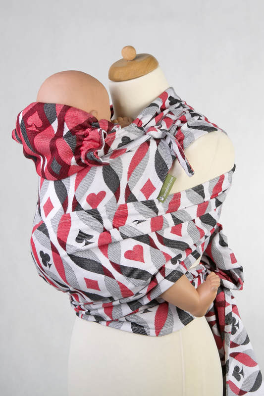 Nosidełko dla dzieci WRAP-TAI MINI, 100% bawełna, splot żakardowy, z kapturkiem, KRÓLOWA SERC #babywearing