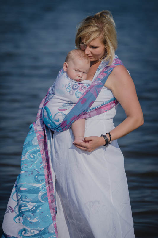 Żakardowa chusta do noszenia dzieci, bawełna - NA FALI - rozmiar XL #babywearing